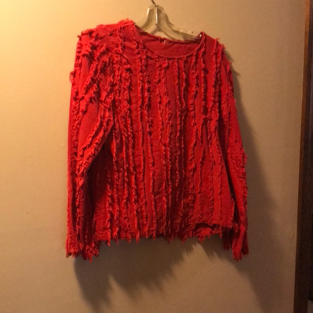 Festive shaggy pull over blouse